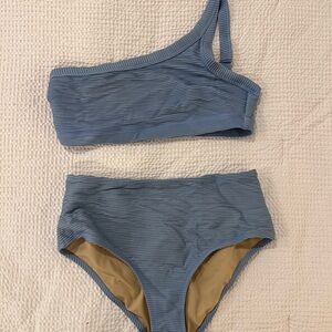 One-Shoulder Blue Bikini Set